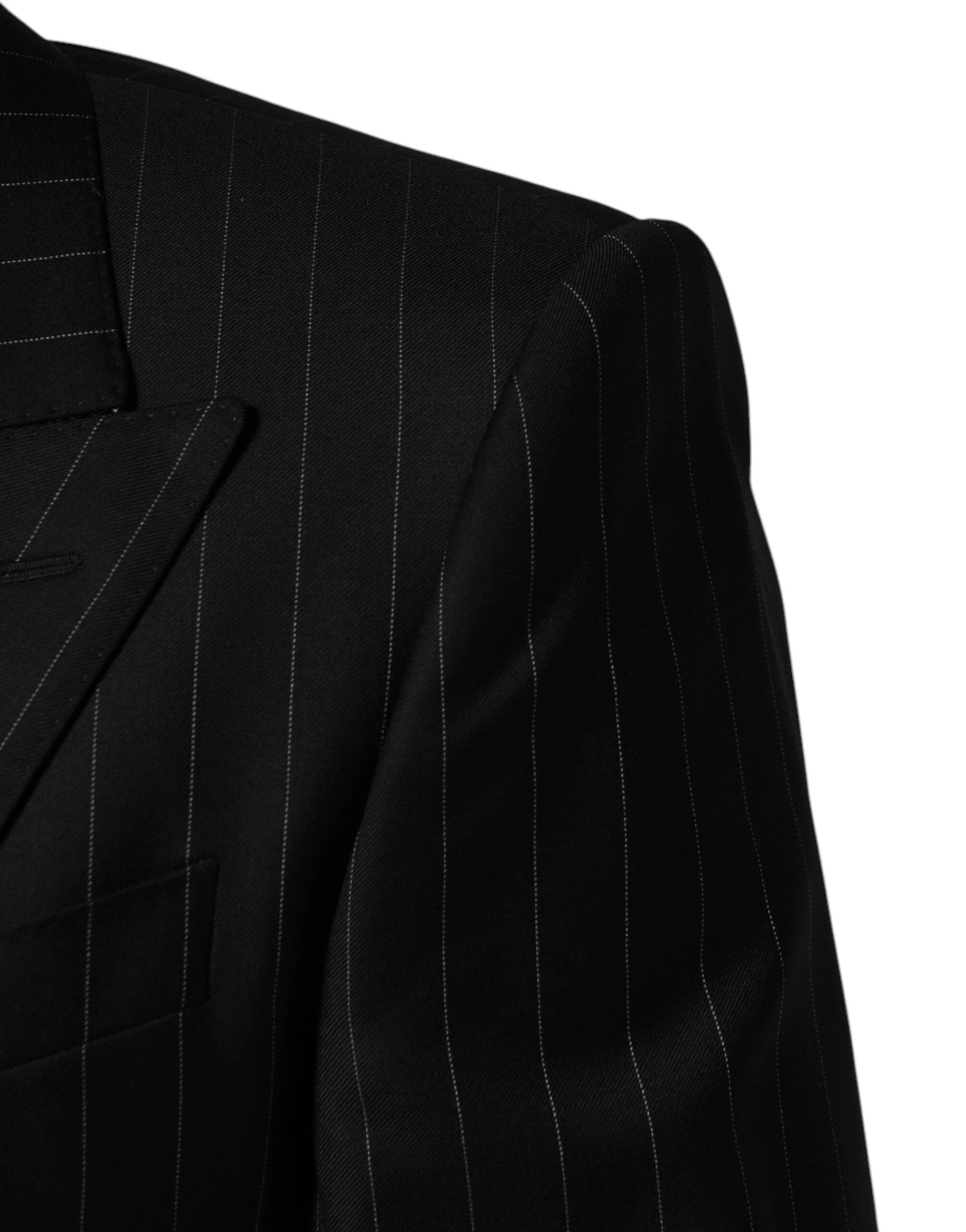 Dolce & Gabbana Black Stripes Double Breasted 2Button Blazer by Dolce & Gabbana