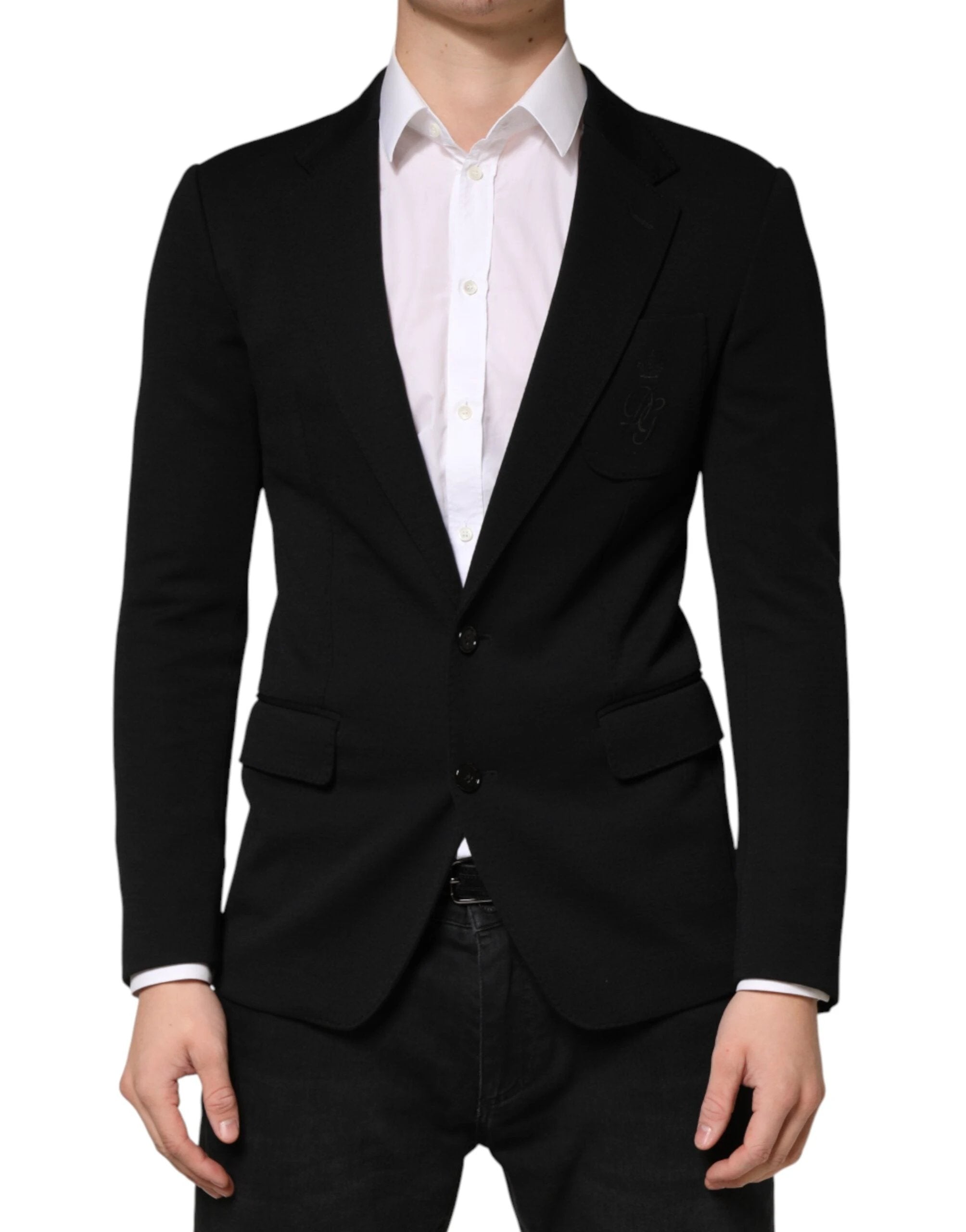 Dolce & Gabbana Black Wool Single Breasted 2 Button Blazer by Dolce & Gabbana