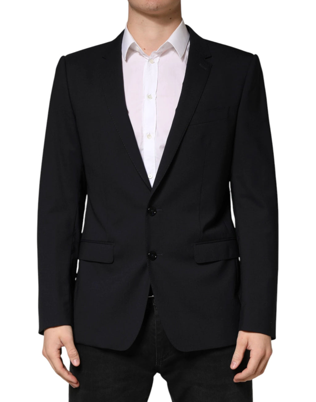 Dolce & Gabbana Black Wool Single Breasted 2 Button Blazer by Dolce & Gabbana