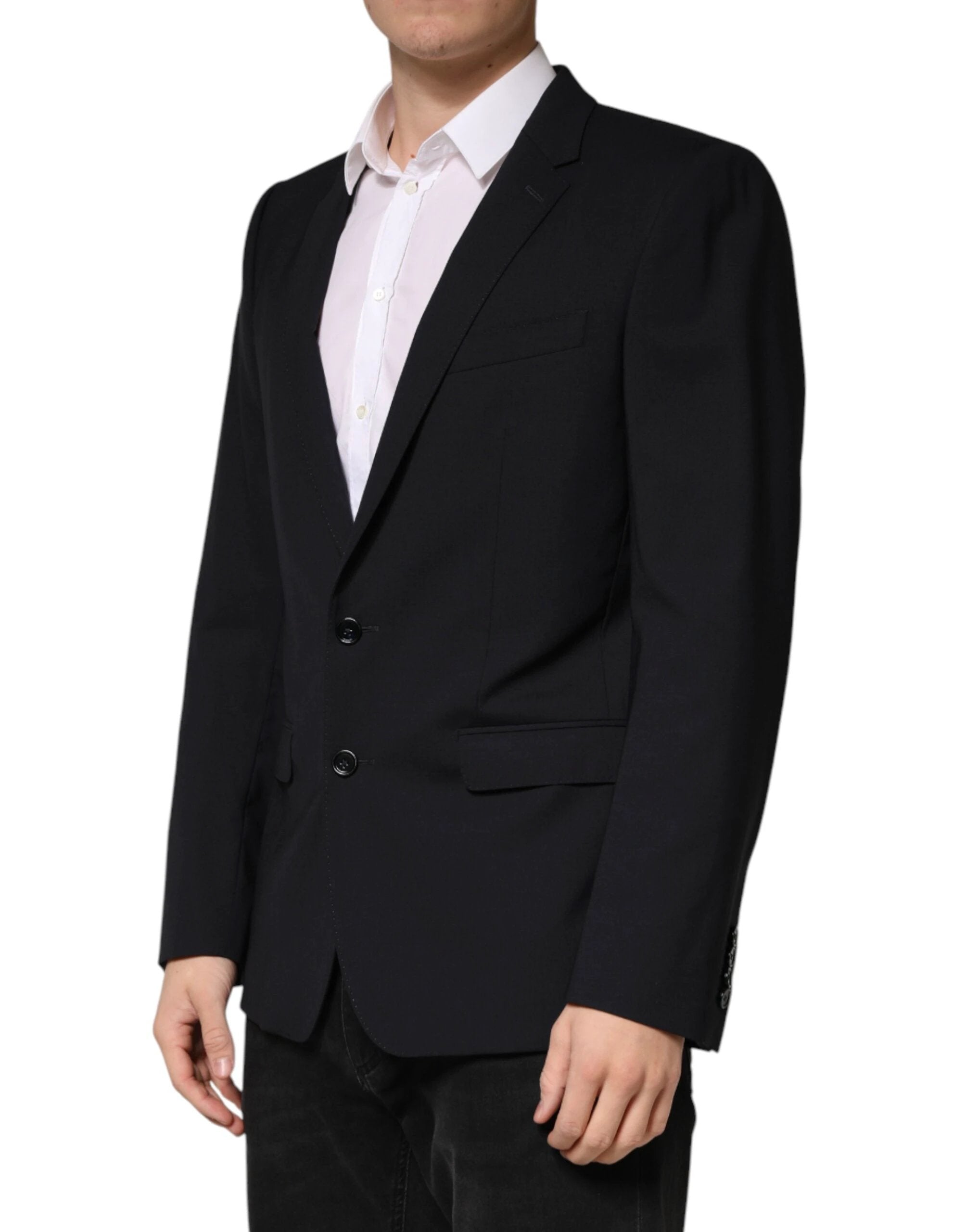Dolce & Gabbana Black Wool Single Breasted 2 Button Blazer by Dolce & Gabbana