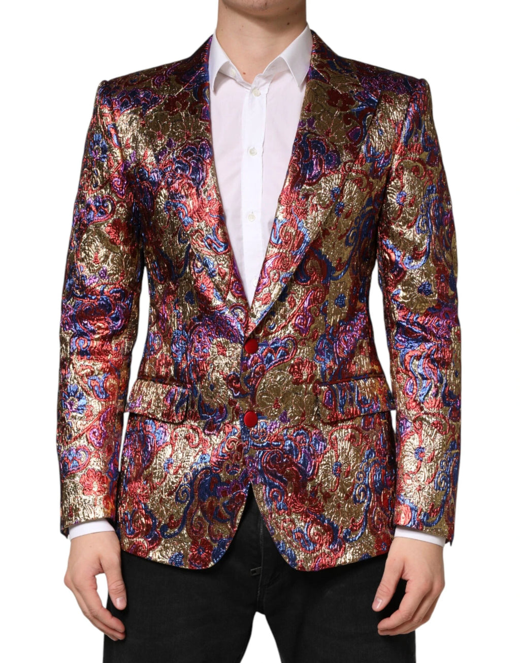 Dolce & Gabbana Multicolor Jacquard Single Breasted Blazer by Dolce & Gabbana
