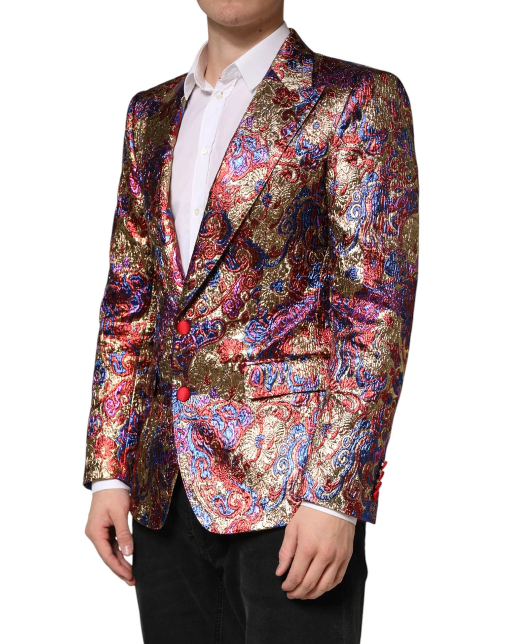 Dolce & Gabbana Multicolor Jacquard Single Breasted Blazer by Dolce & Gabbana