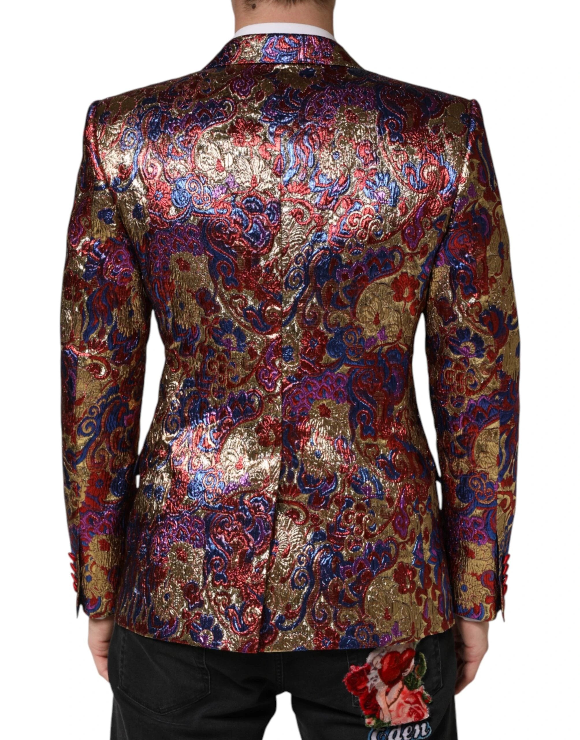 Dolce & Gabbana Multicolor Jacquard Single Breasted Blazer by Dolce & Gabbana