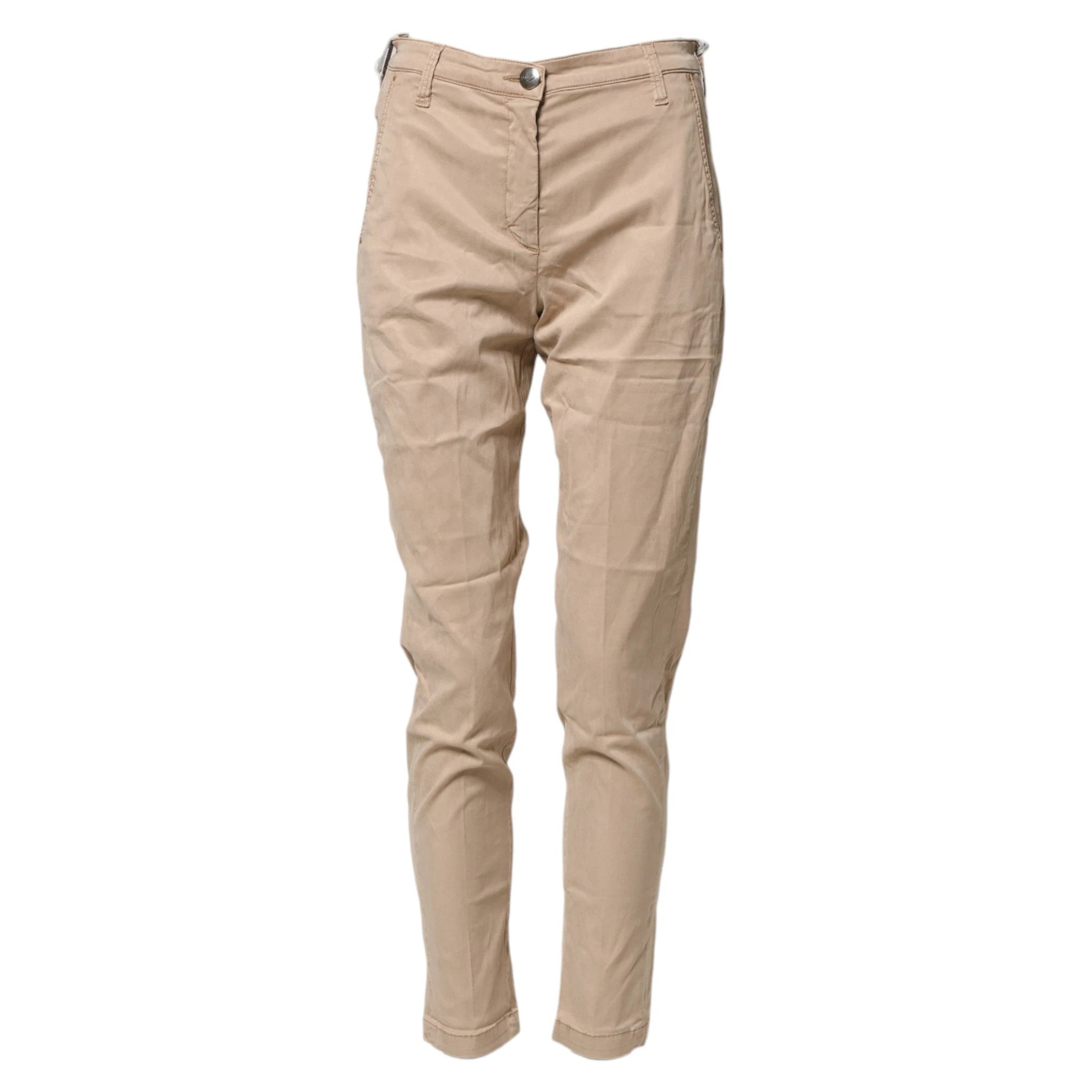 Jacob Cohen Beige Lyocell Skinny High Waist Chino Casual Pants by Jacob Cohen