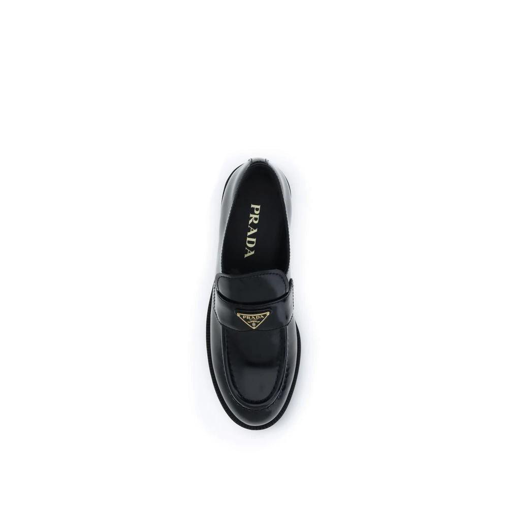 Prada Black Calf Leather Bos Taurus Slip-On Loafers by Prada
