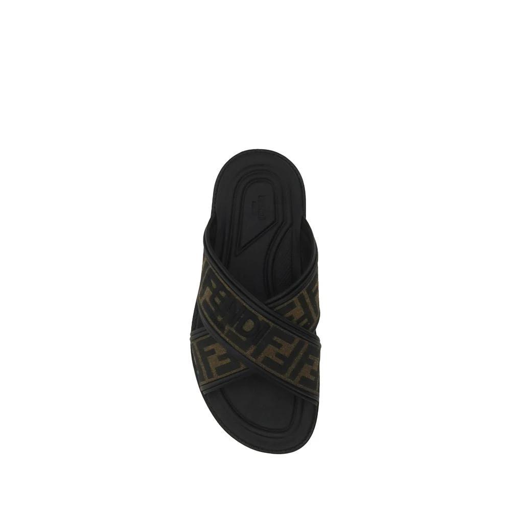 Fendi Black Rubber Slippers by Fendi