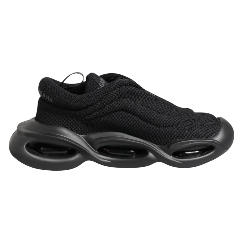 Dolce & Gabbana Black Slip On Low Top Wave Sneakers Shoes by Dolce & Gabbana