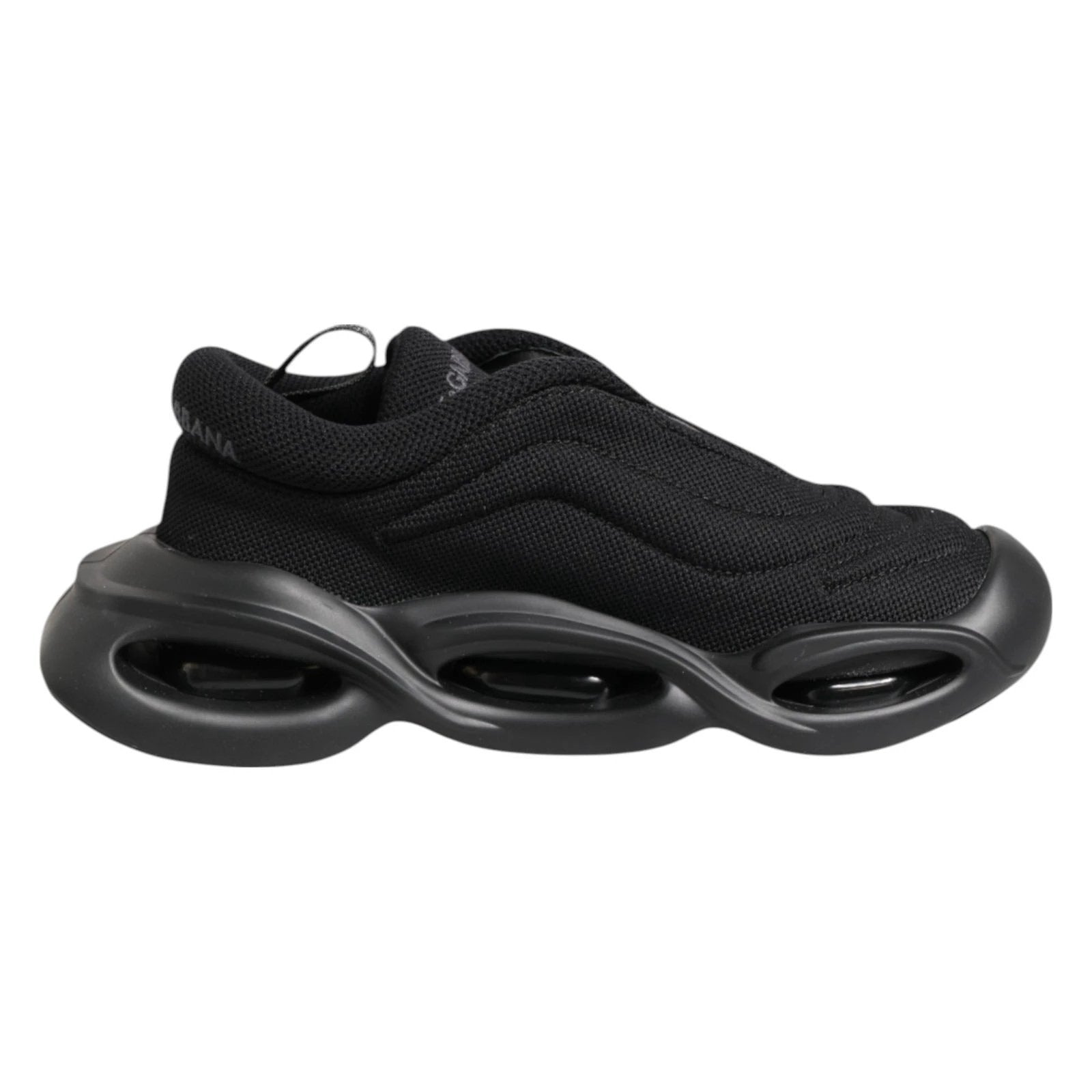 Dolce & Gabbana Black Slip On Low Top Wave Sneakers Shoes by Dolce & Gabbana