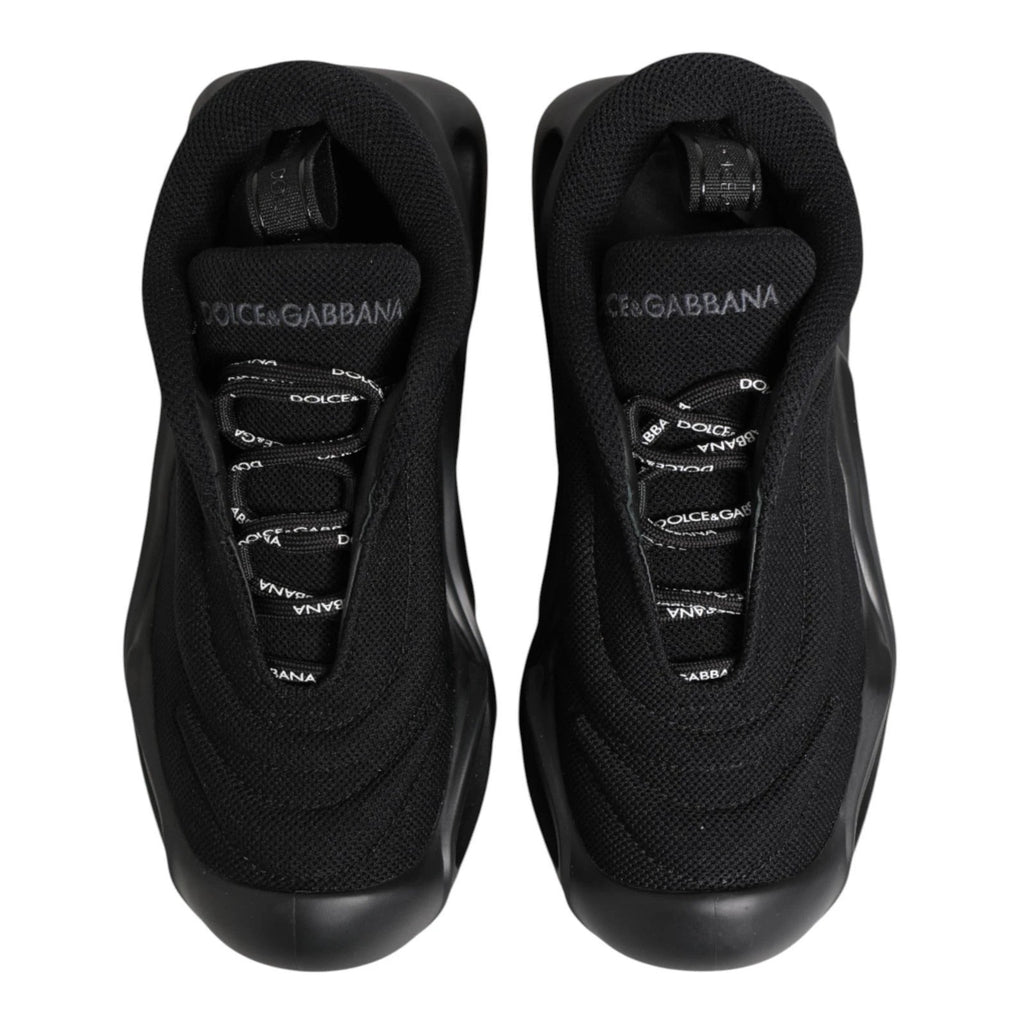 Dolce & Gabbana Black Slip On Low Top Wave Sneakers Shoes by Dolce & Gabbana