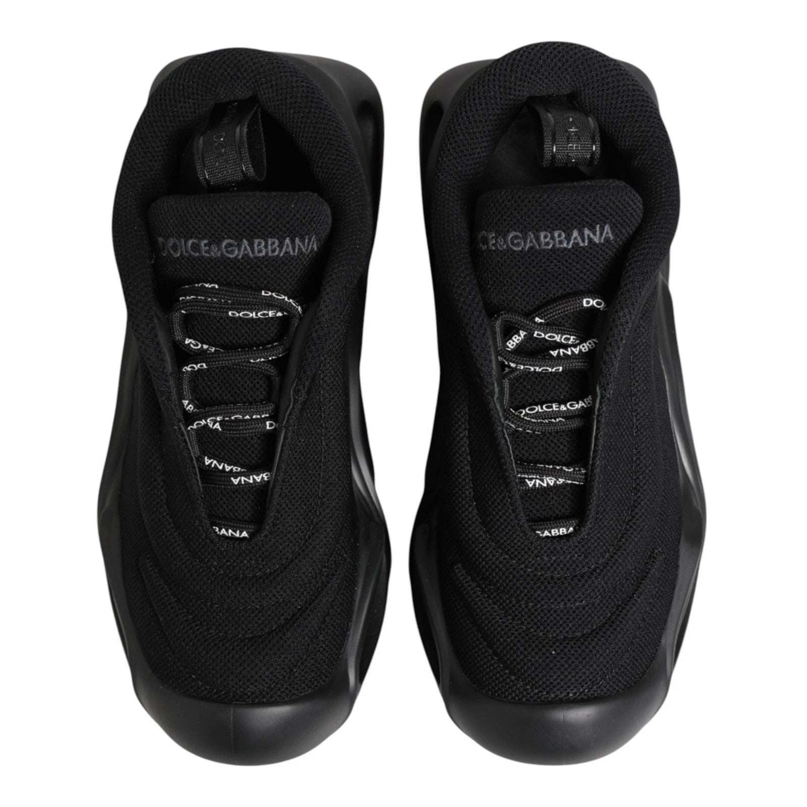 Dolce & Gabbana Black Slip On Low Top Wave Sneakers Shoes by Dolce & Gabbana