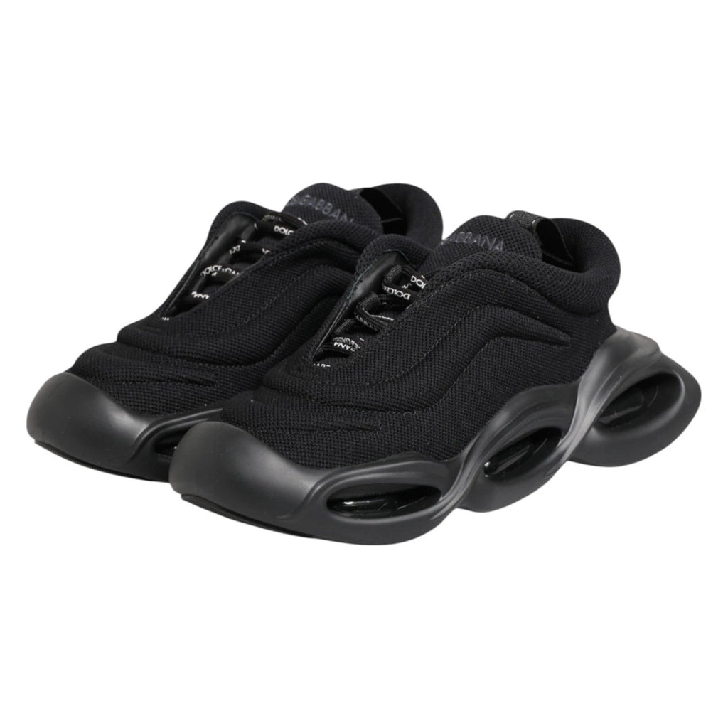 Dolce & Gabbana Black Slip On Low Top Wave Sneakers Shoes by Dolce & Gabbana