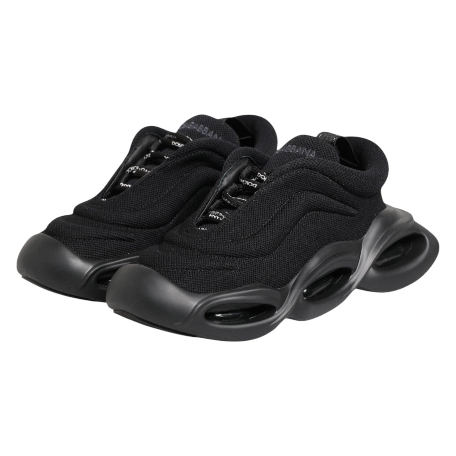 Dolce & Gabbana Black Slip On Low Top Wave Sneakers Shoes by Dolce & Gabbana