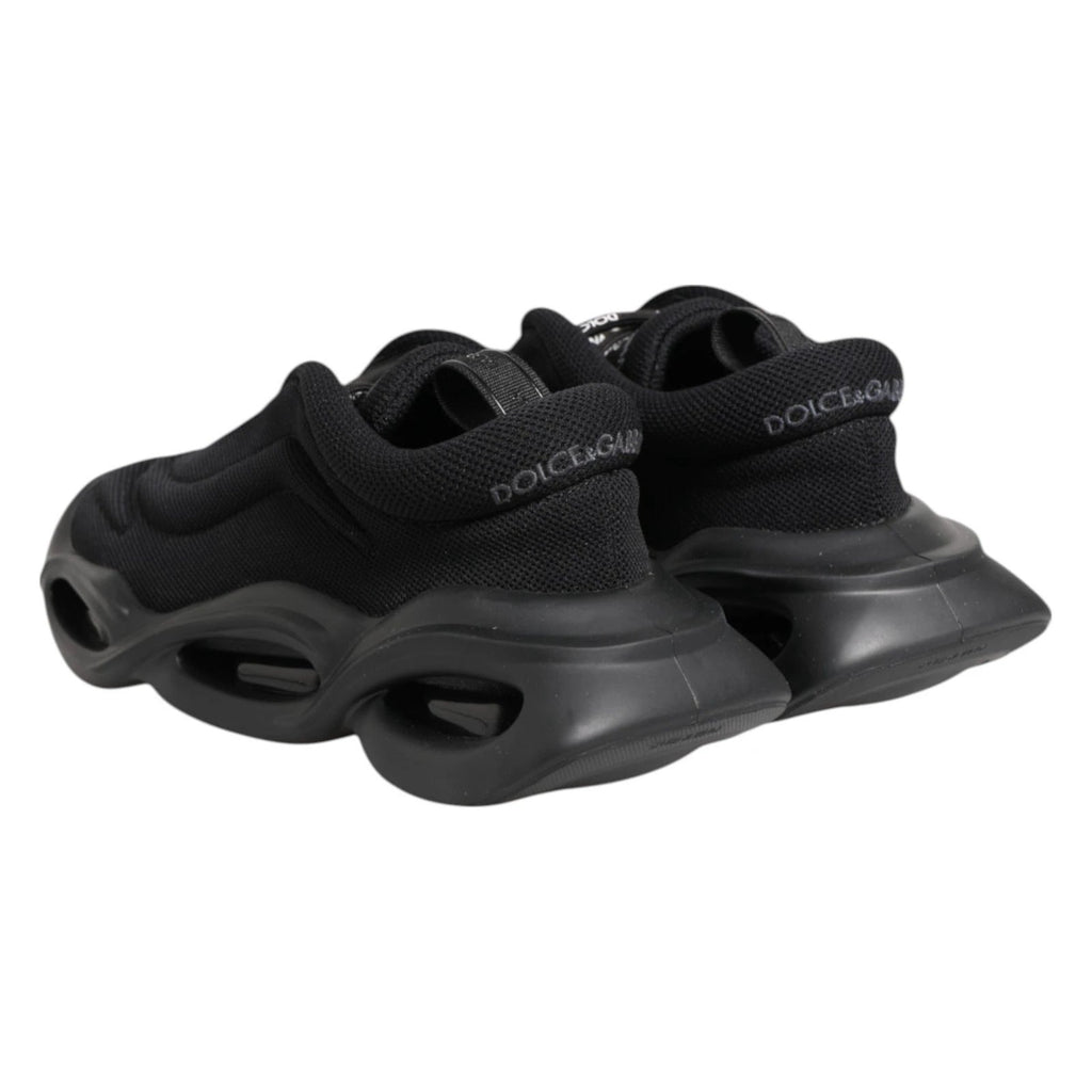 Dolce & Gabbana Black Slip On Low Top Wave Sneakers Shoes by Dolce & Gabbana
