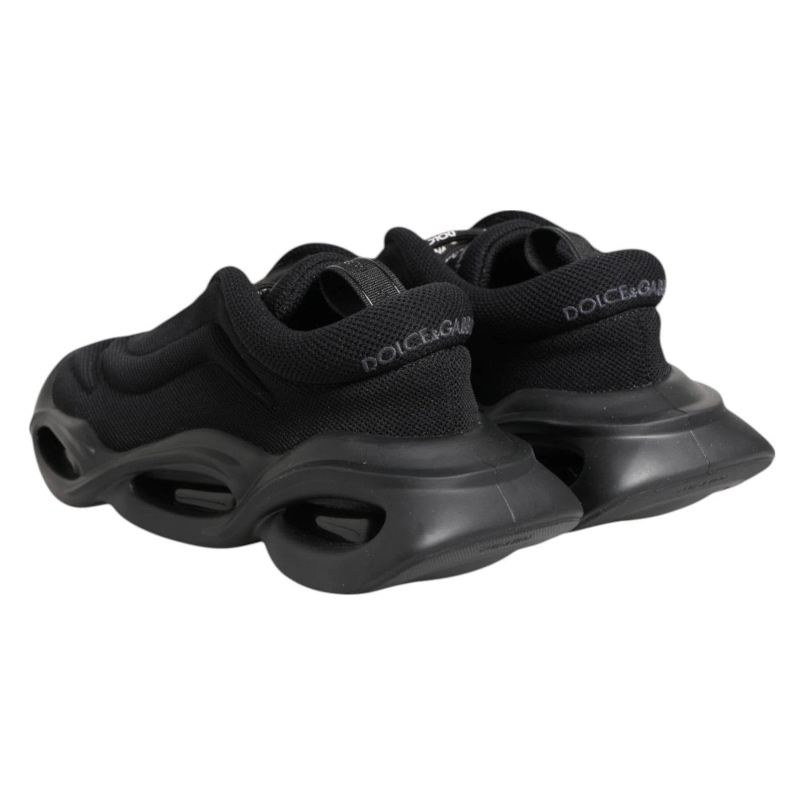 Dolce & Gabbana Black Slip On Low Top Wave Sneakers Shoes by Dolce & Gabbana