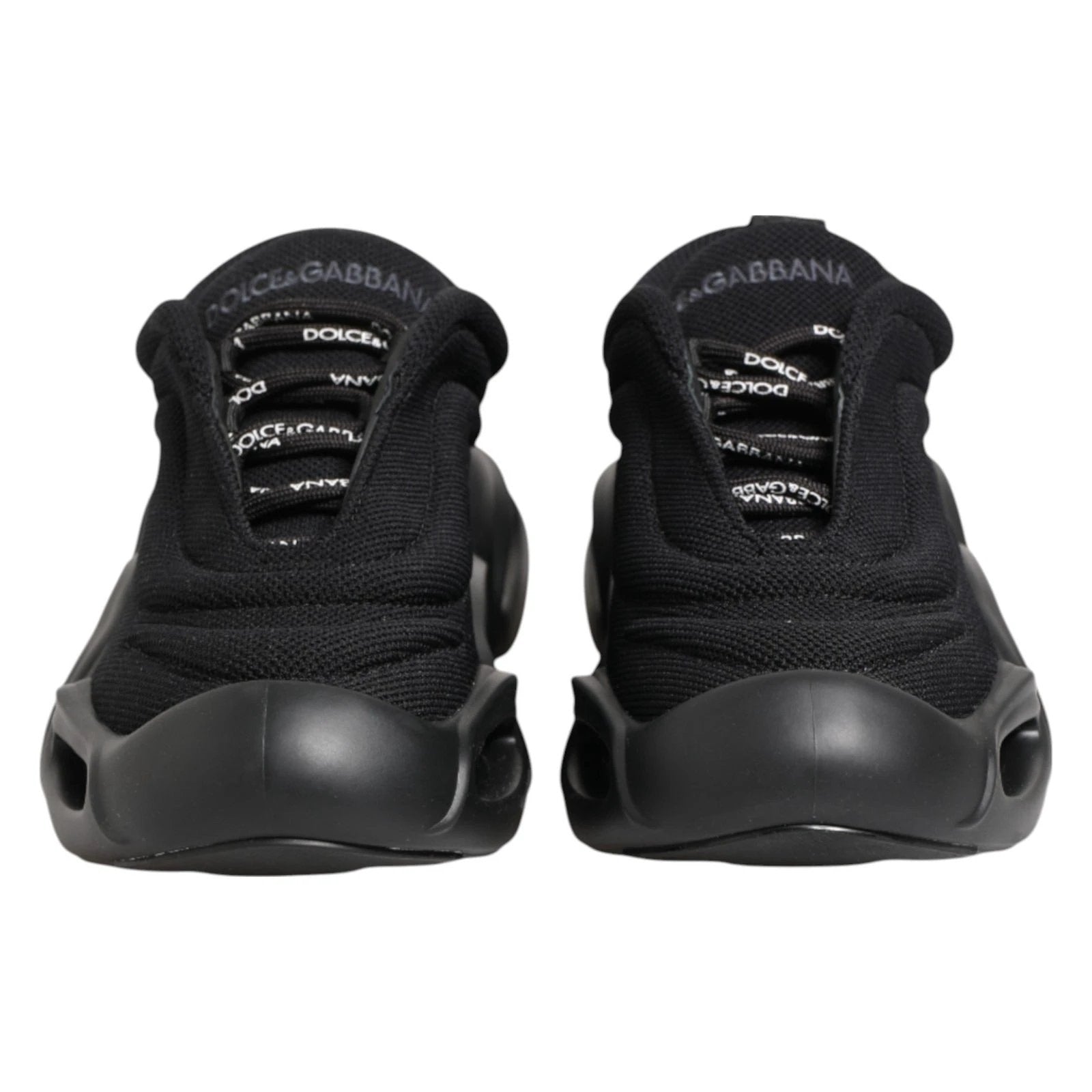 Dolce & Gabbana Black Slip On Low Top Wave Sneakers Shoes by Dolce & Gabbana