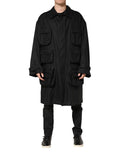 Dolce & Gabbana Black Pockets Collared Trench Coat Jacket by Dolce & Gabbana