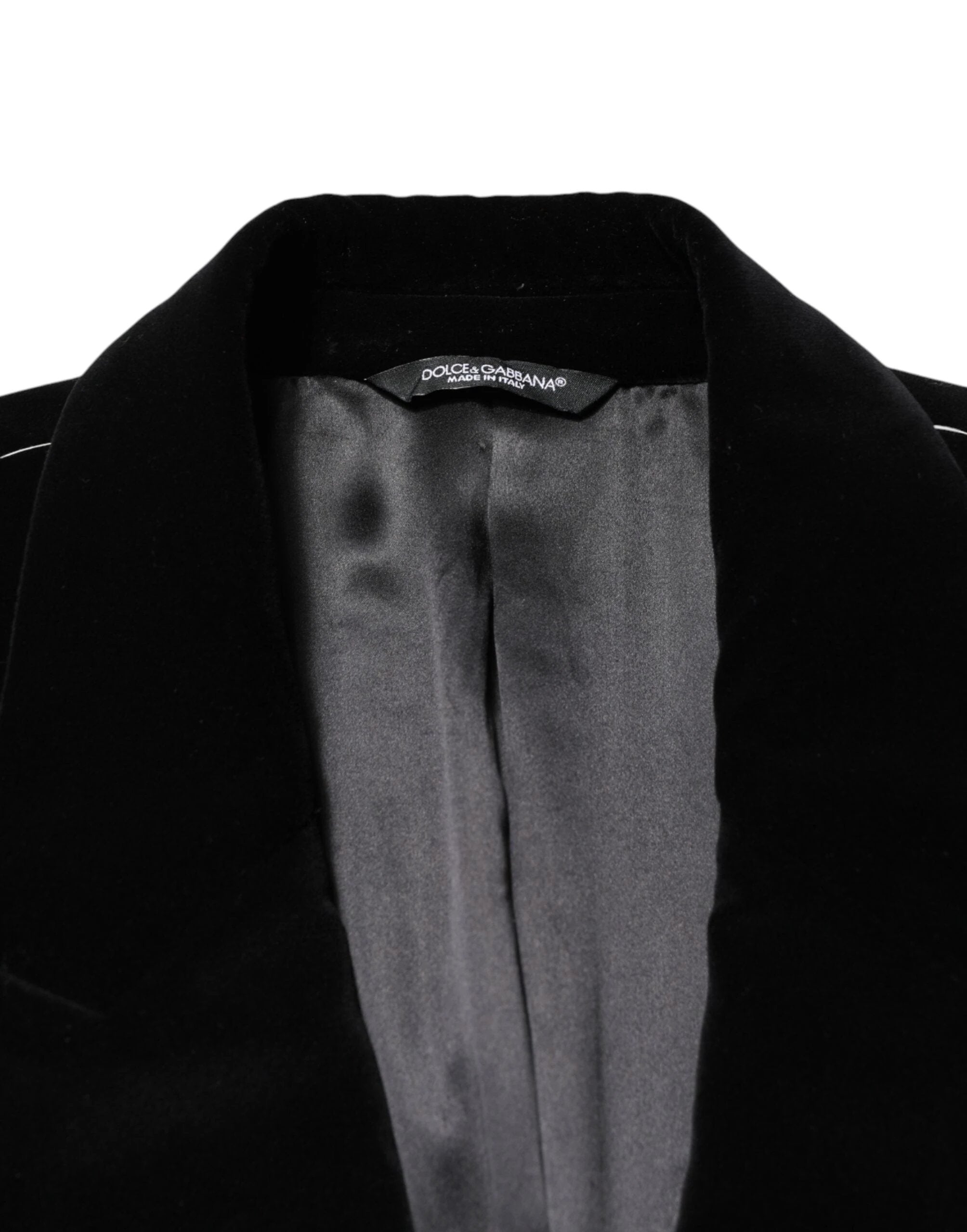 Dolce & Gabbana Black Cotton Velvet Long Trench Coat Jacket by Dolce & Gabbana