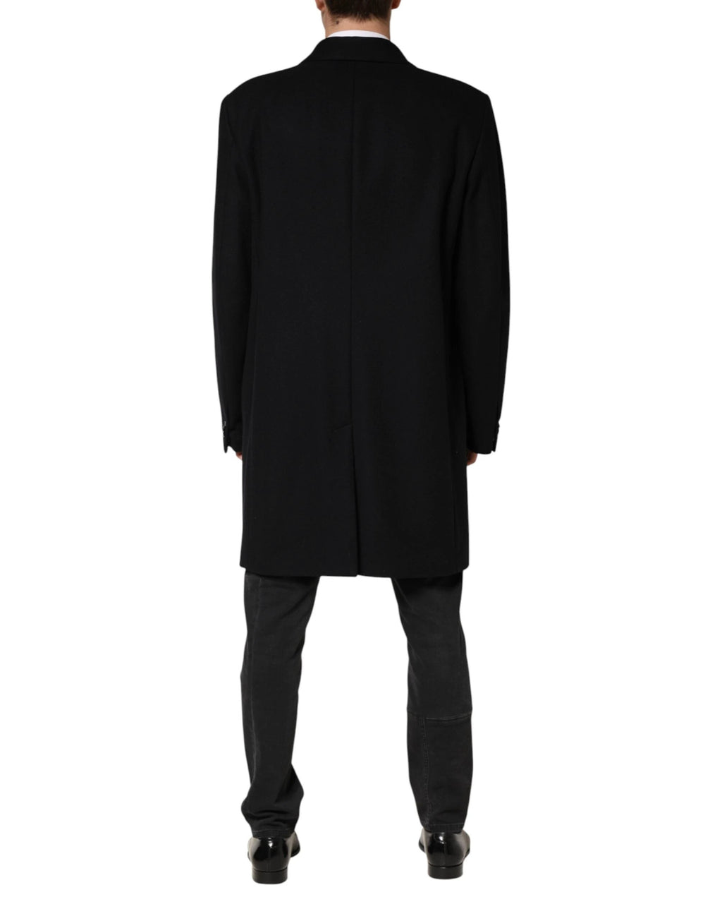 Dolce & Gabbana Black Wool Single Breasted Long Coat Jacket by Dolce & Gabbana