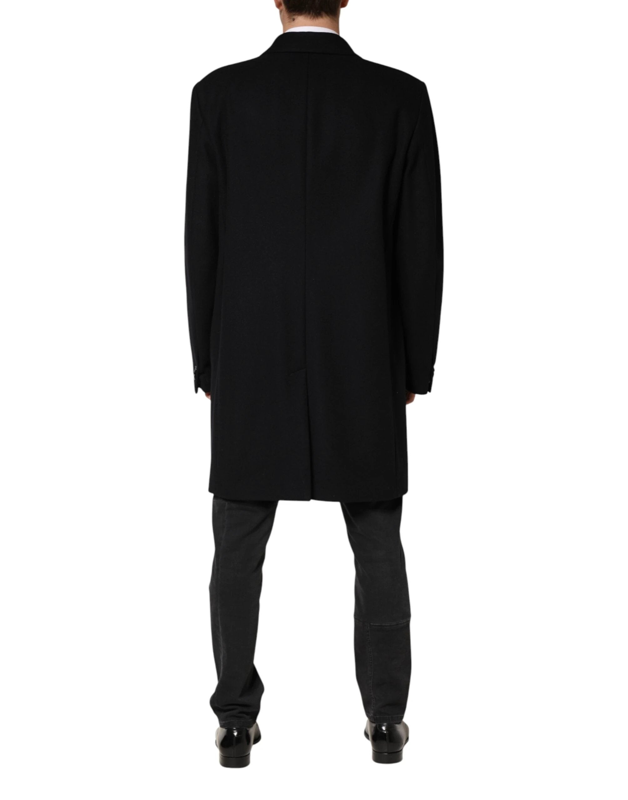 Dolce & Gabbana Black Wool Single Breasted Long Coat Jacket by Dolce & Gabbana