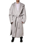 Dolce & Gabbana Off White Belted Long Trench Coat Men Jacket by Dolce & Gabbana