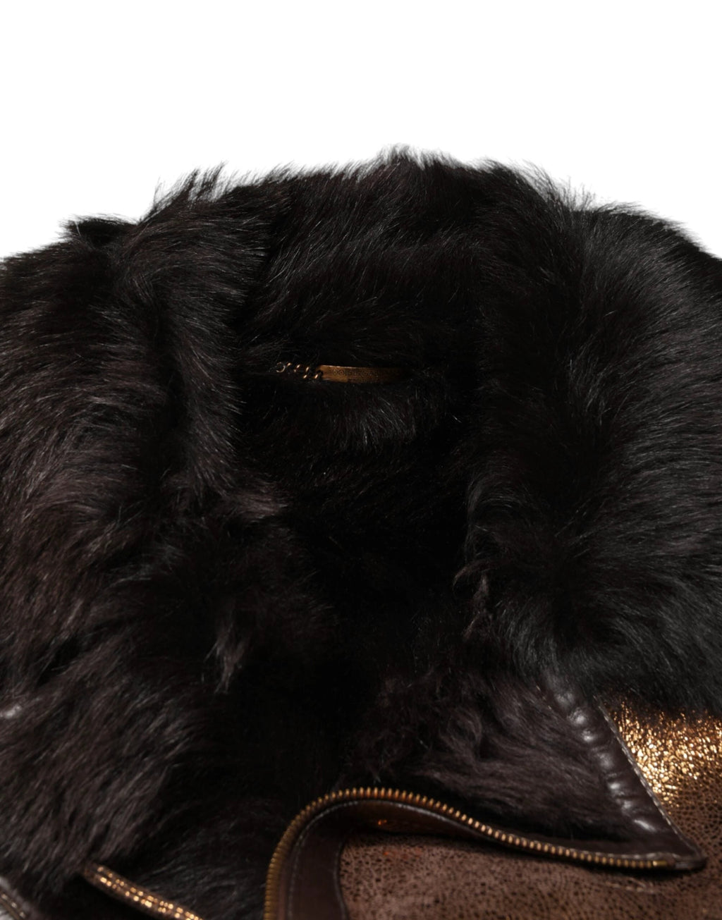 Dolce & Gabbana Bronze Leather Fur Full Zip Men Biker Jacket by Dolce & Gabbana