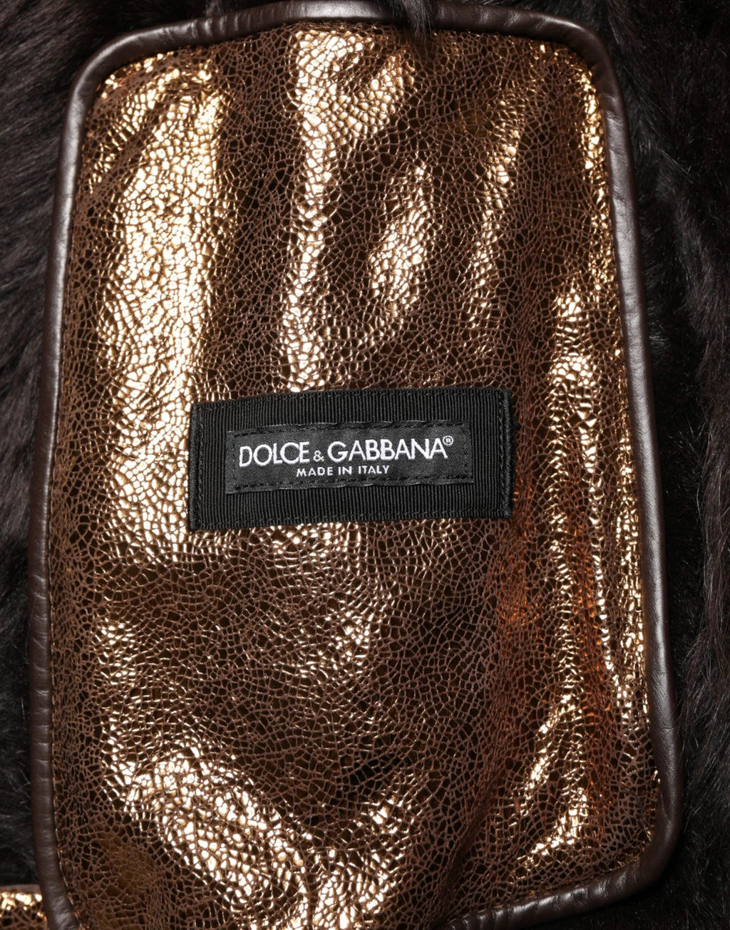 Dolce & Gabbana Bronze Leather Fur Full Zip Men Biker Jacket by Dolce & Gabbana