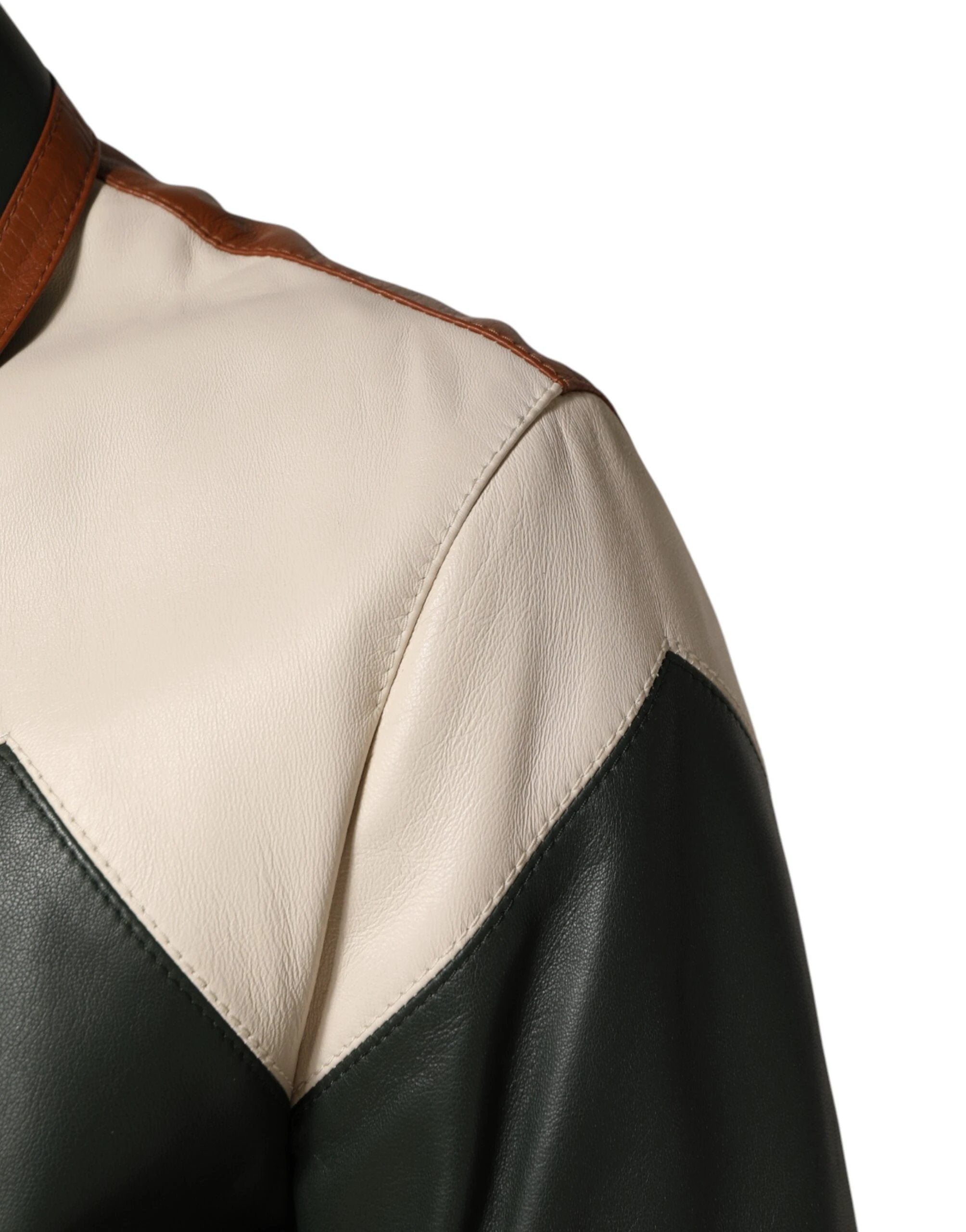 Dolce & Gabbana Multicolor Leather Full Zip men Biker Jacket by Dolce & Gabbana
