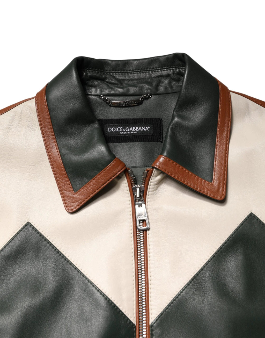 Dolce & Gabbana Multicolor Leather Full Zip men Biker Jacket by Dolce & Gabbana