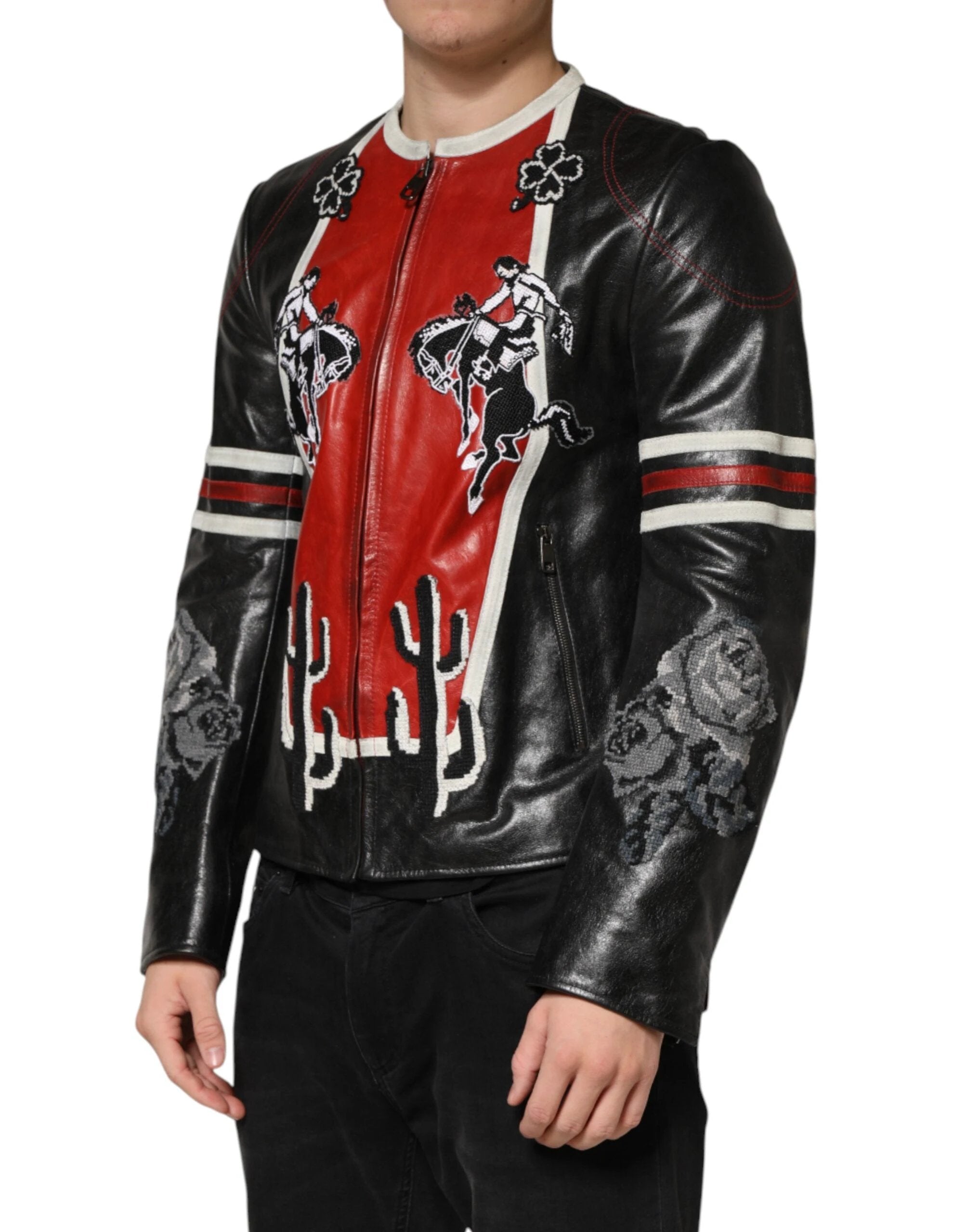 Dolce & Gabbana Multicolor Guns n' Roses Full Zip Men Biker Jacket by Dolce & Gabbana