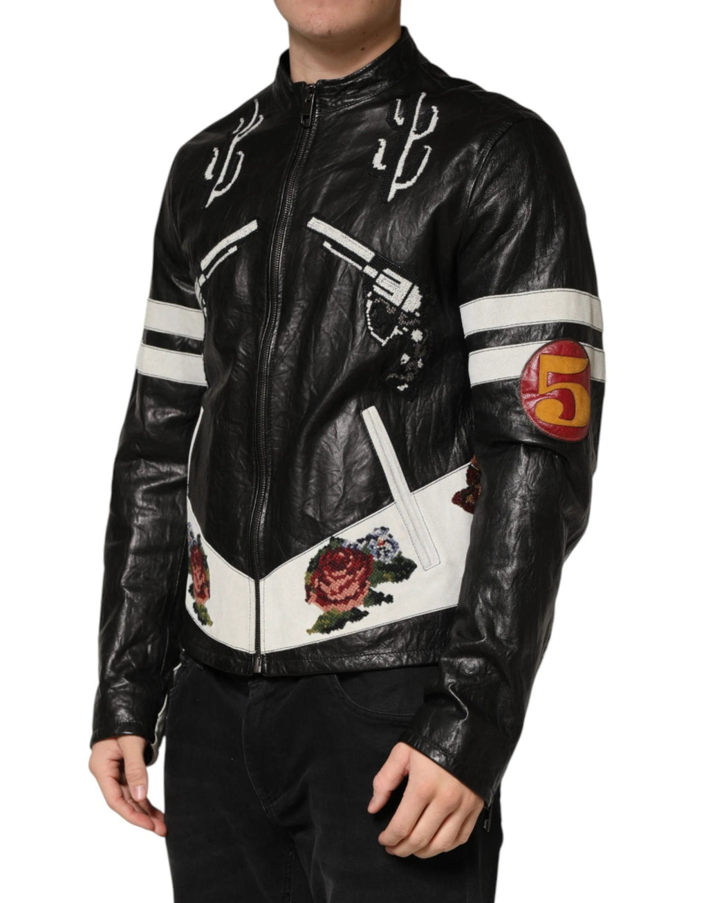 Dolce & Gabbana Black Guns n' Roses FullZip Men Biker Jacket by Dolce & Gabbana