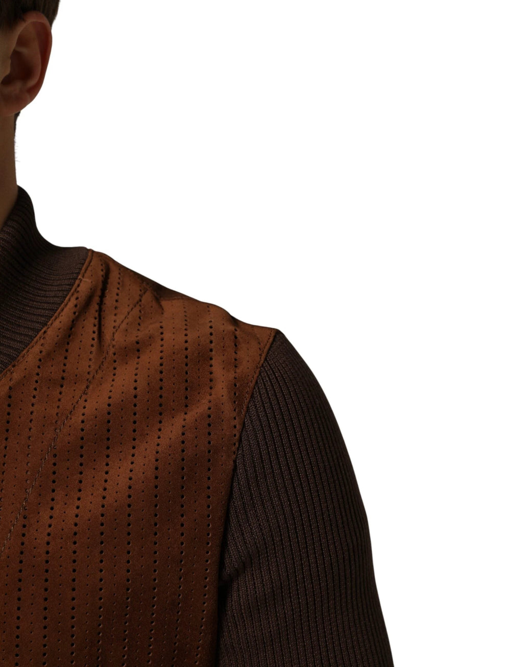 Dolce & Gabbana Brown Velvet Calfskin Full Zip Biker Jacket by Dolce & Gabbana