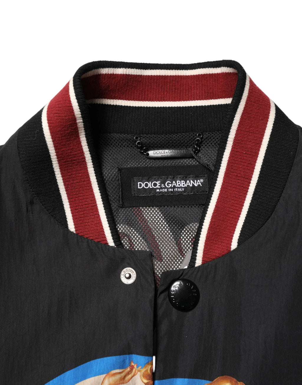 Dolce & Gabbana Black Pin Up Button Down Men Bomber Jacket by Dolce & Gabbana