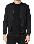 Dolce & Gabbana Dark Blue Cotton Full Zip Bomber Men Jacket by Dolce & Gabbana