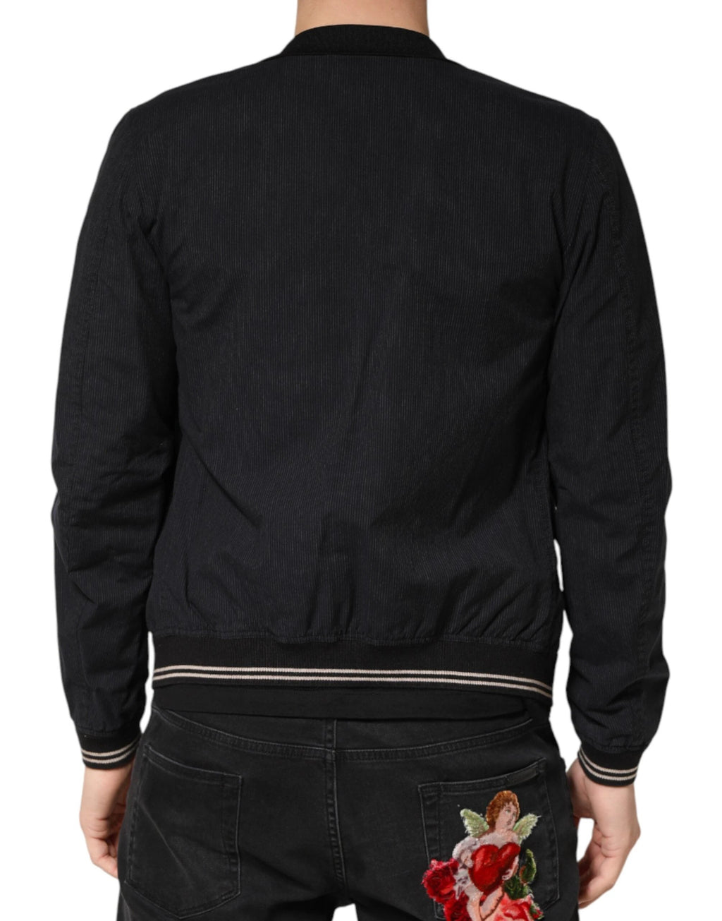 Dolce & Gabbana Dark Blue Cotton Full Zip Bomber Men Jacket by Dolce & Gabbana