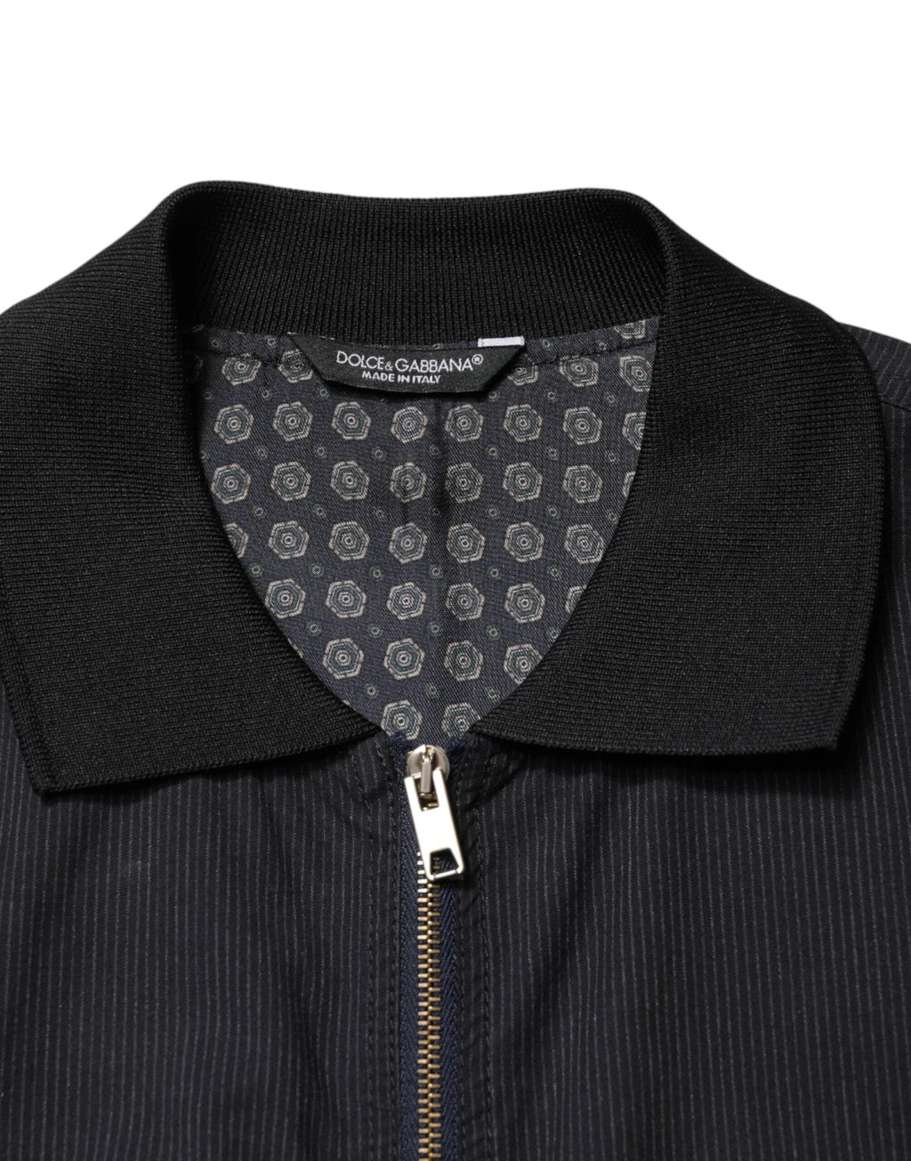 Dolce & Gabbana Dark Blue Cotton Full Zip Bomber Men Jacket by Dolce & Gabbana