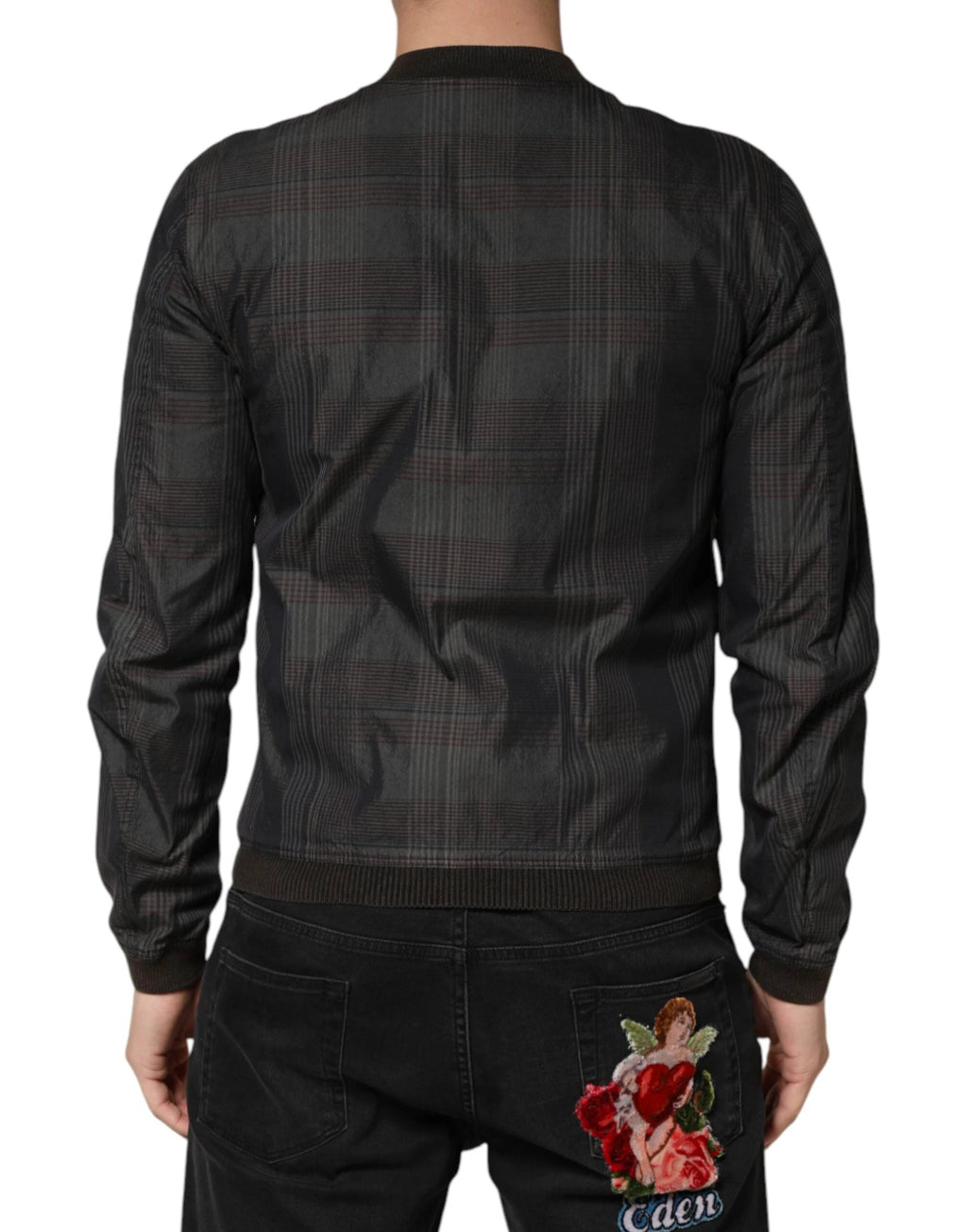 Dolce & Gabbana Black Stripes Cotton Full Zip Bomber Jacket by Dolce & Gabbana