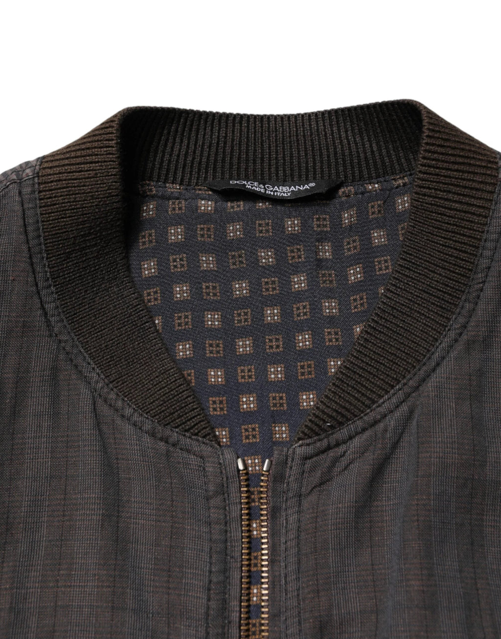 Dolce & Gabbana Black Stripes Cotton Full Zip Bomber Jacket by Dolce & Gabbana