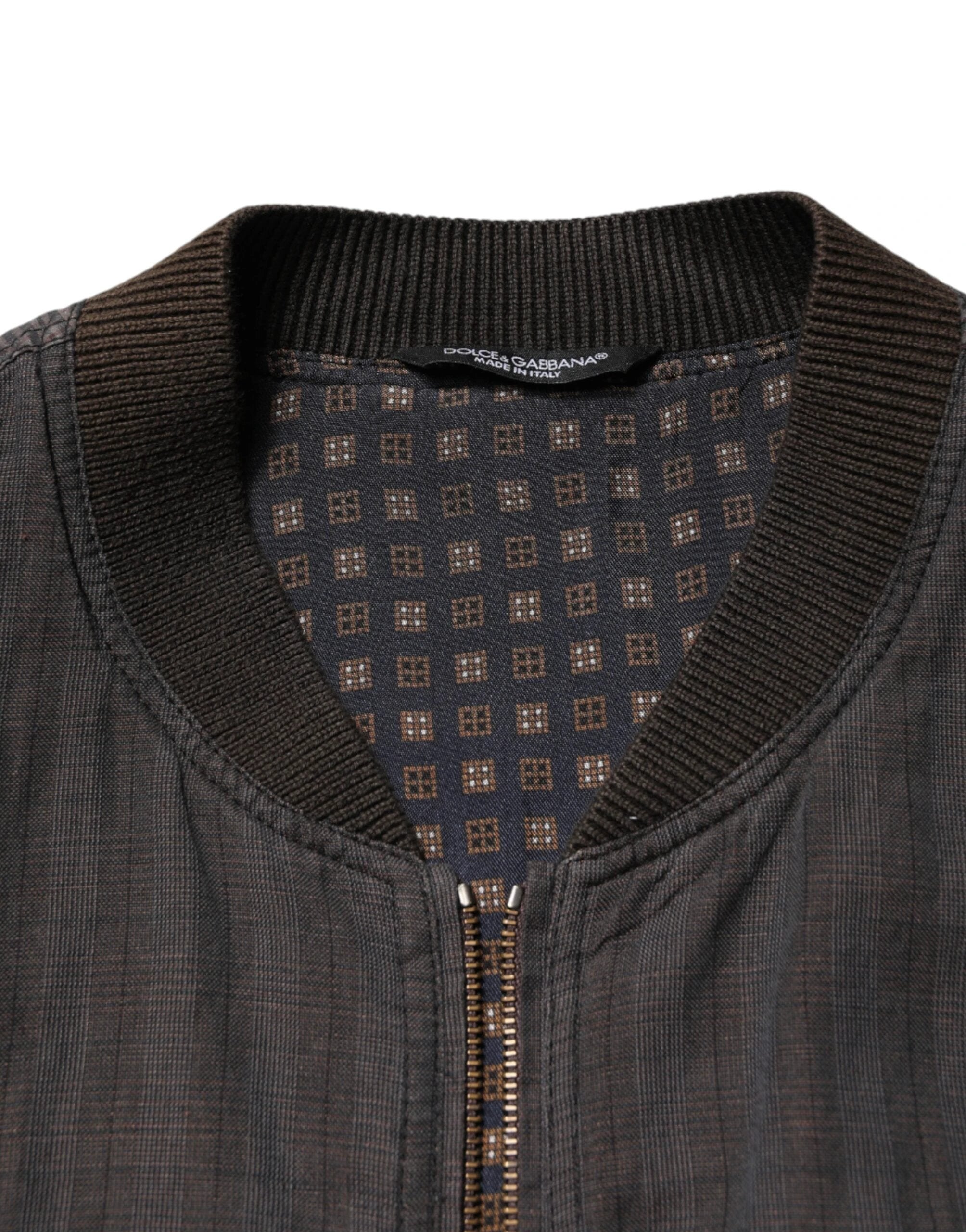 Dolce & Gabbana Black Stripes Cotton Full Zip Bomber Jacket by Dolce & Gabbana