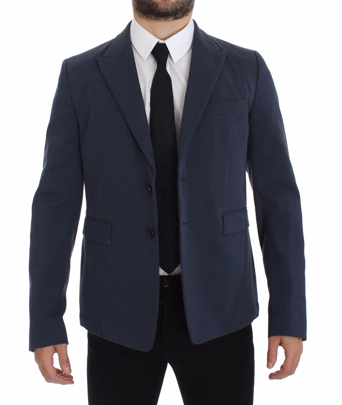 Dolce & Gabbana Blue Cotton Stretch Casual Blazer by Dolce & Gabbana