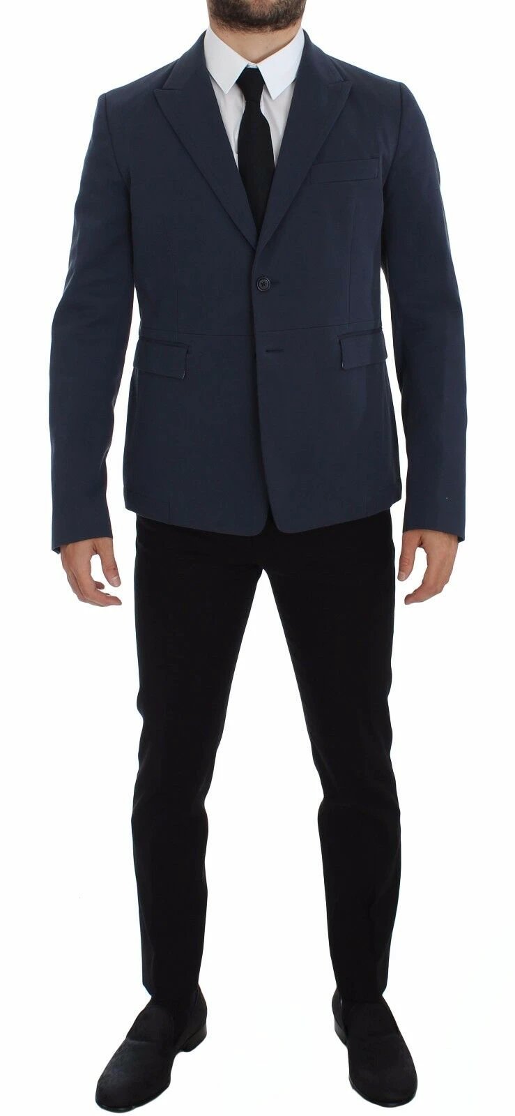 Dolce & Gabbana Blue Cotton Stretch Casual Blazer by Dolce & Gabbana