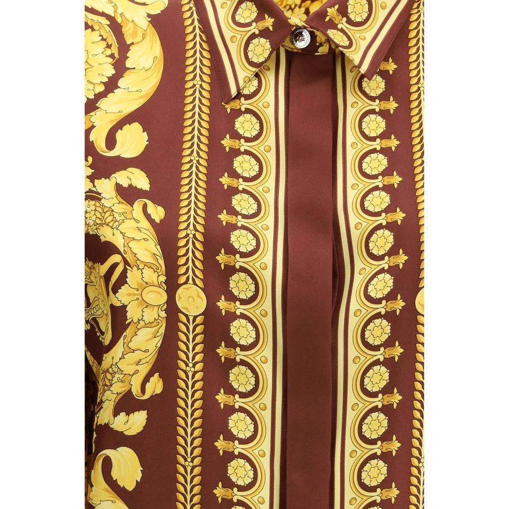 Versace Bordeaux Silk Pattern Shirt by Versace