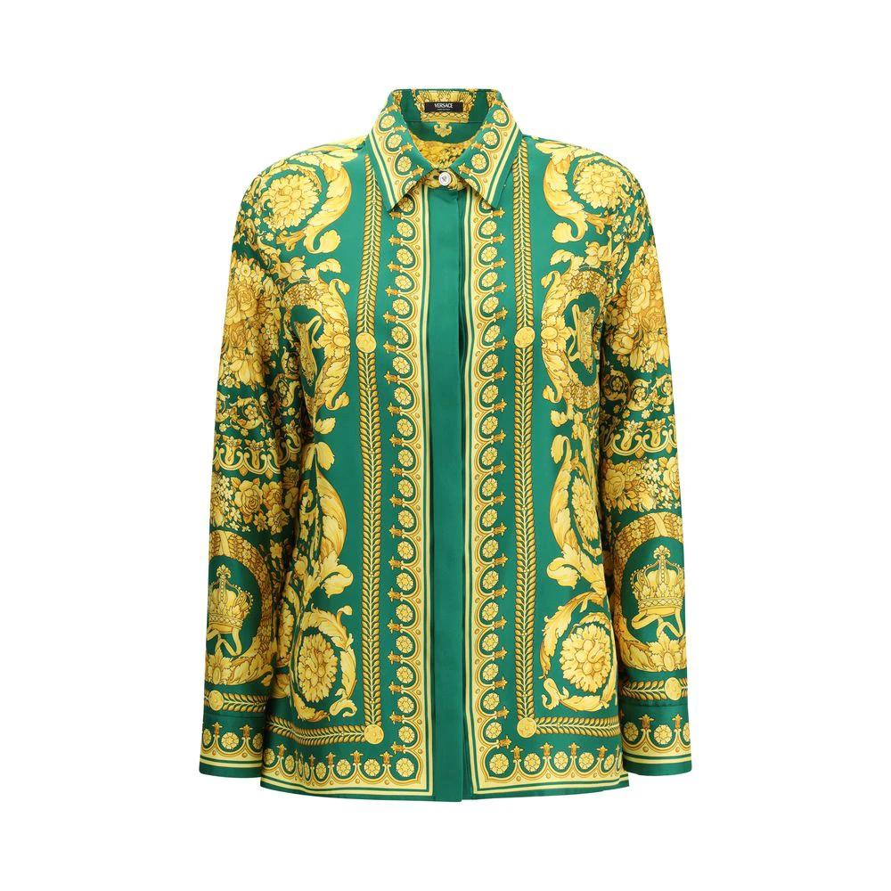 Versace Bicolor Silk Pattern Shirt by Versace