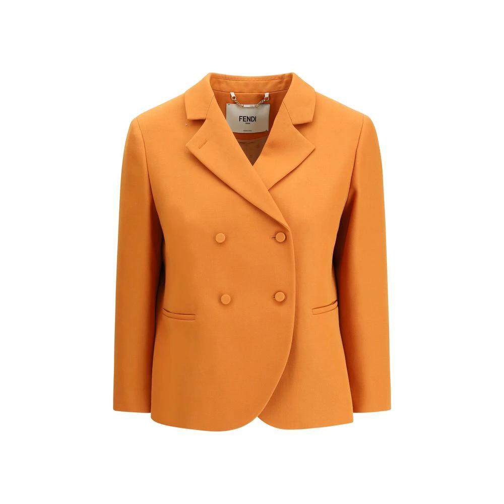 Fendi Orange Fleece Wool Blazer