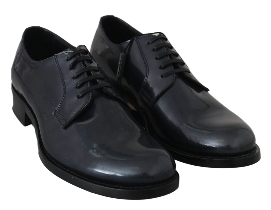 Dolce & Gabbana Blue Leather Derby Dress Formal Shoes by Dolce & Gabbana