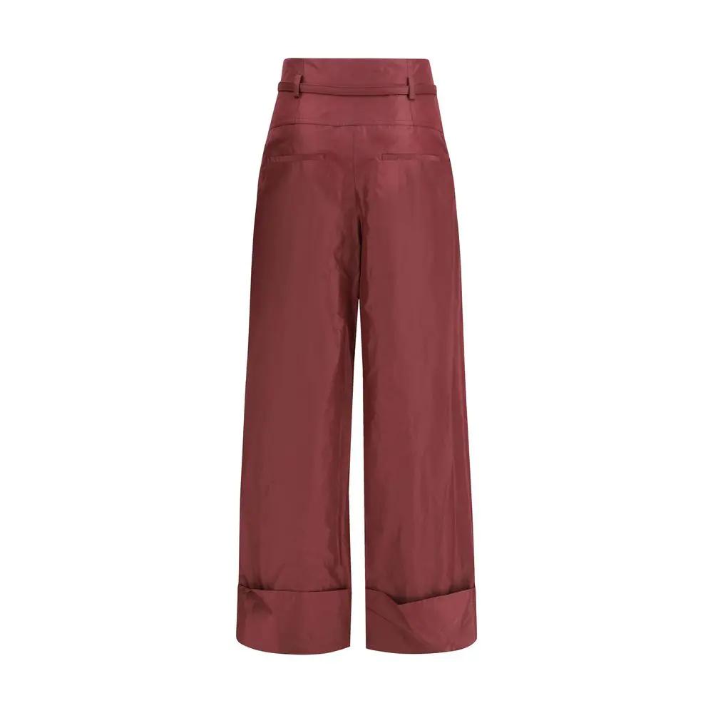 Pantalon habillé en soie bordeaux Fendi