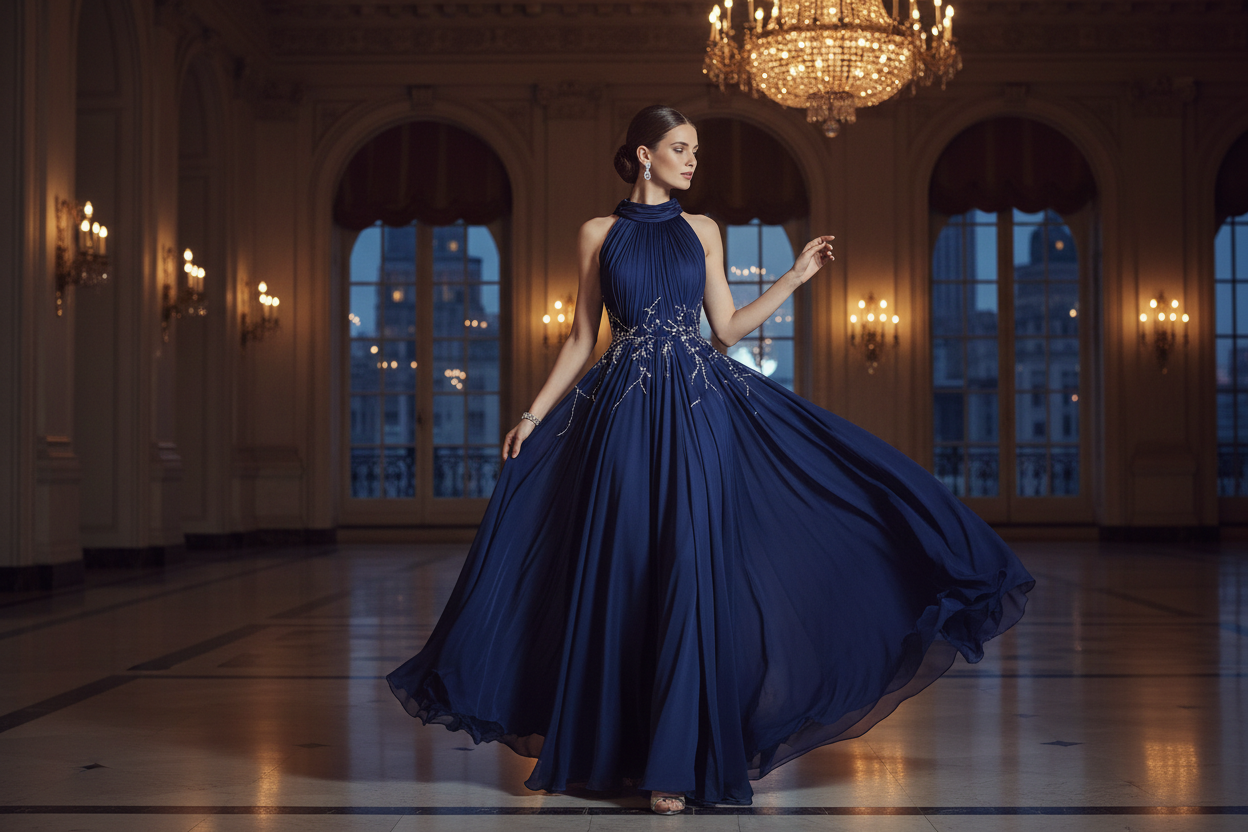 femme habille en robe elegante